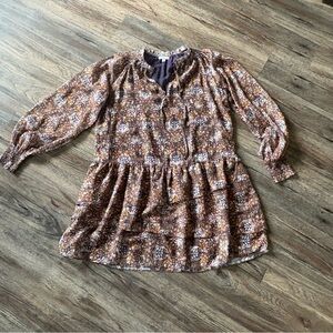 Current Air Purple and Gold Patterned Dress